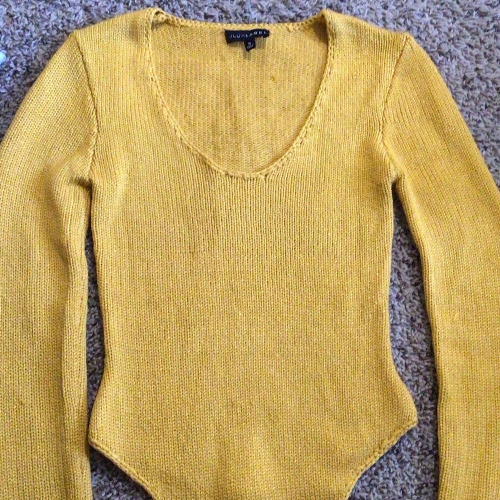 Aritzia Mustard V-Neck Sweater